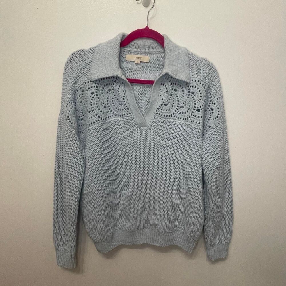 Loft Women's Blue and Grey Jumper